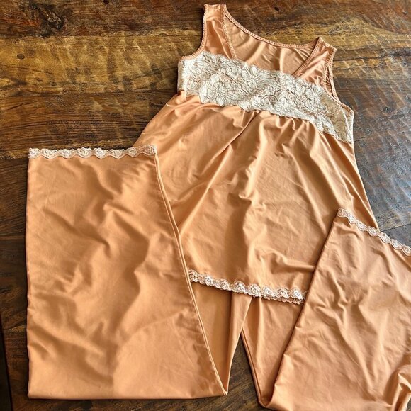 Vintage Peach Paltal Pajama Set M - Picture 1 of 11